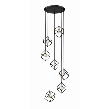 Z-Lite Vertical 7 Light Pendant, Matte Black 478-7MB-BN